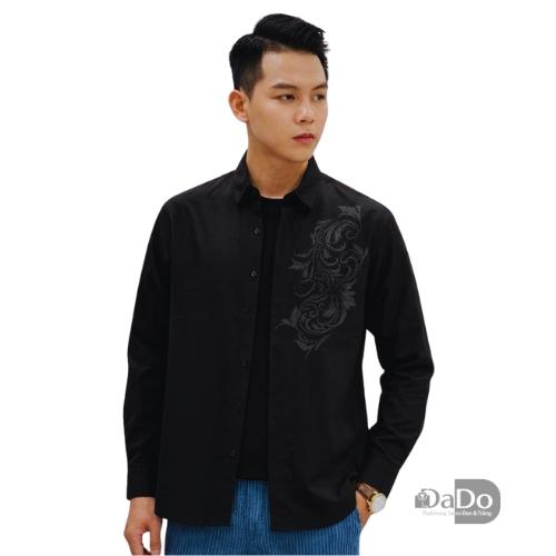 sơ mi đen họa tiết